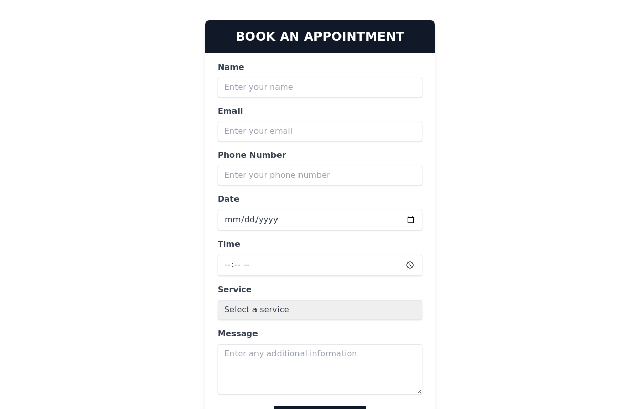 Appointment booking form