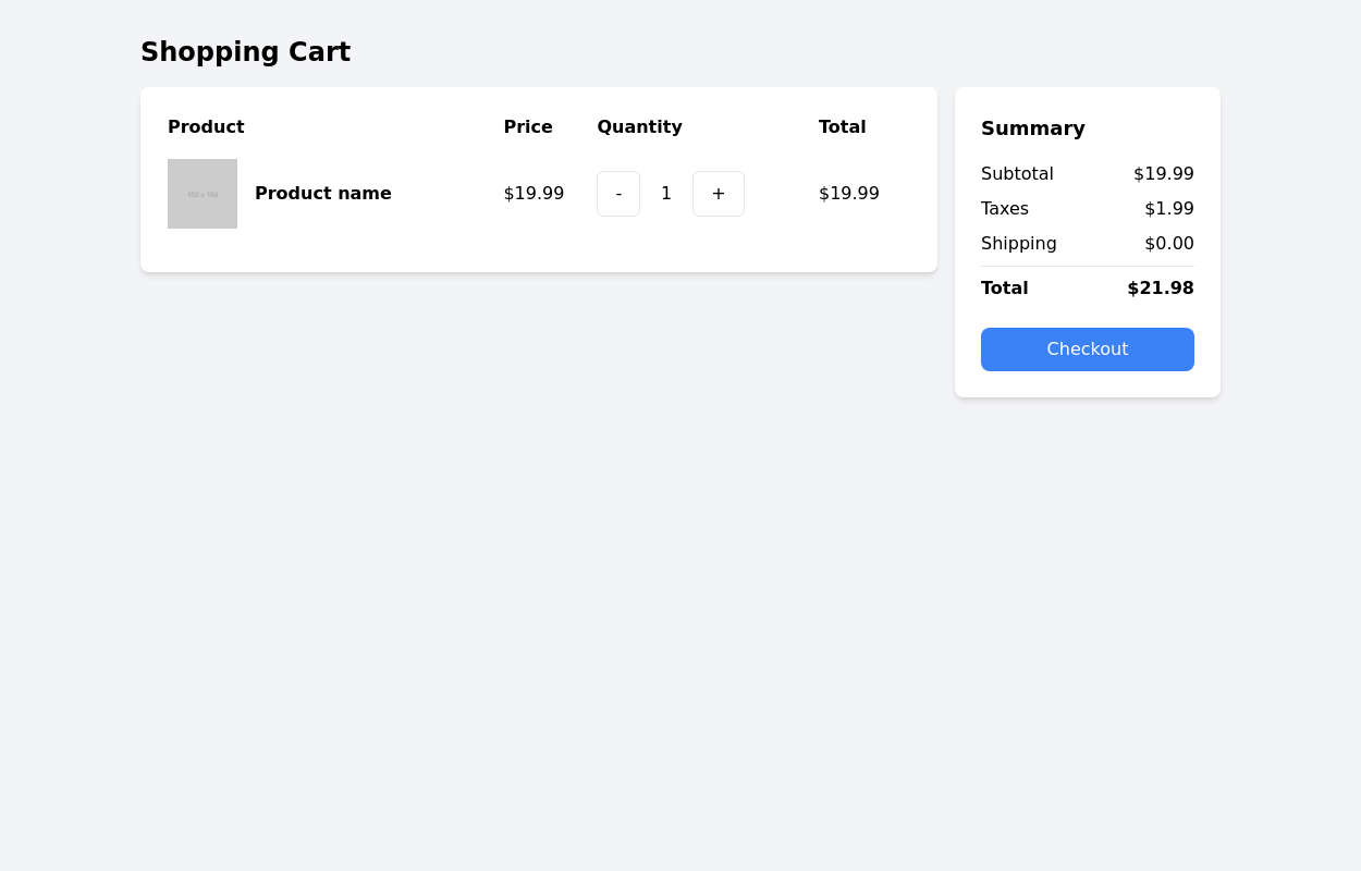 Shopping cart Free examples in Tailwind CSS