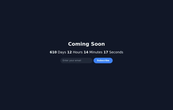 "Coming Soon" landing page with countdown timer