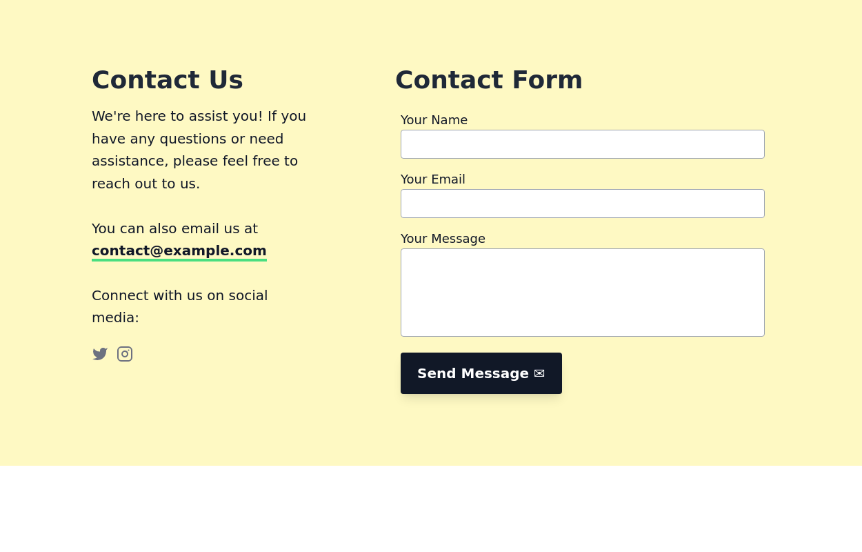 Contact Information section with form