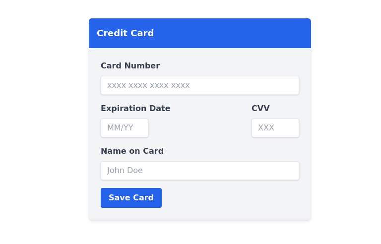 Credit card form 2