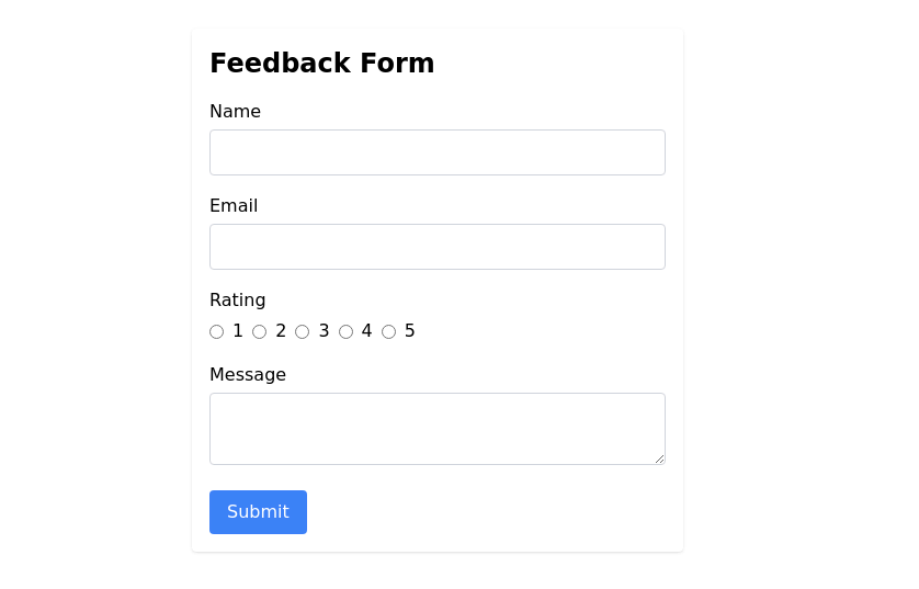 Feedback Form with rating input