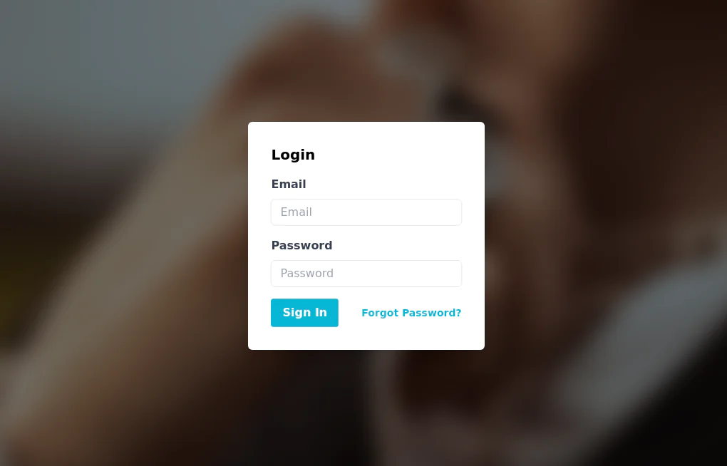 Login form with blured background image