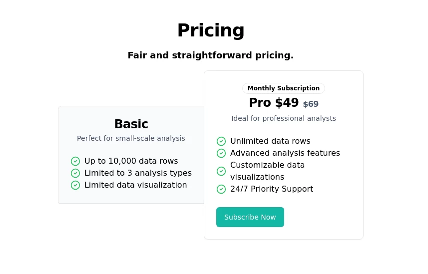 Pricing cards in pair
