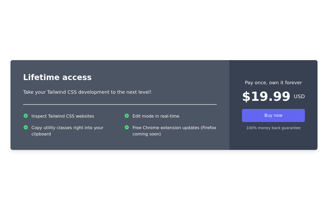 Pricing section with tailwind css