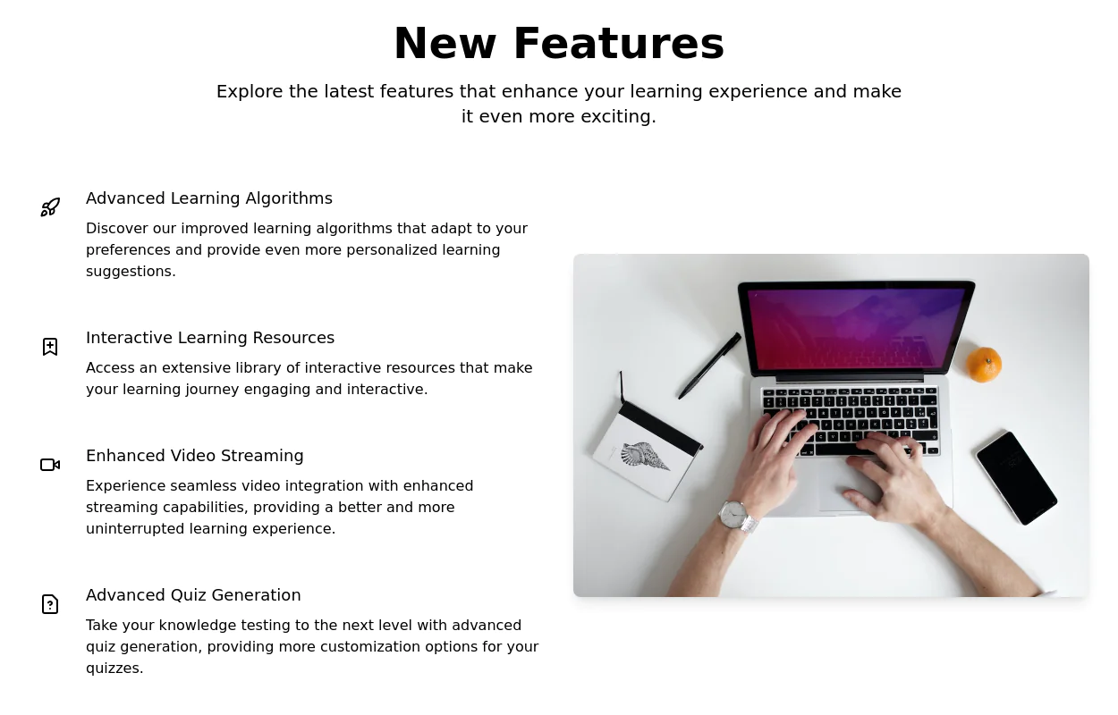 Product feature section - Tailwind CSS Example