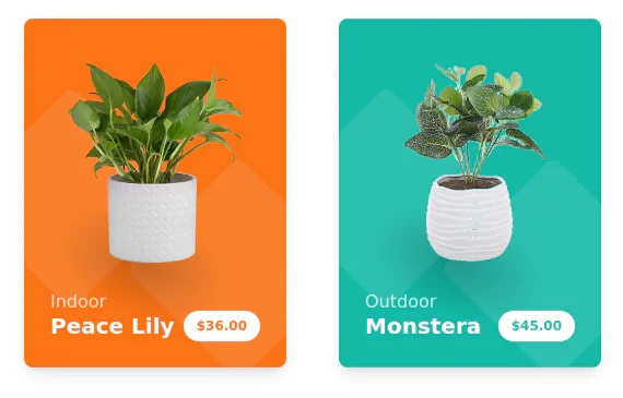 Products cards w/ hover effect