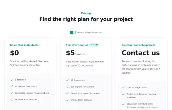3 pricing cards