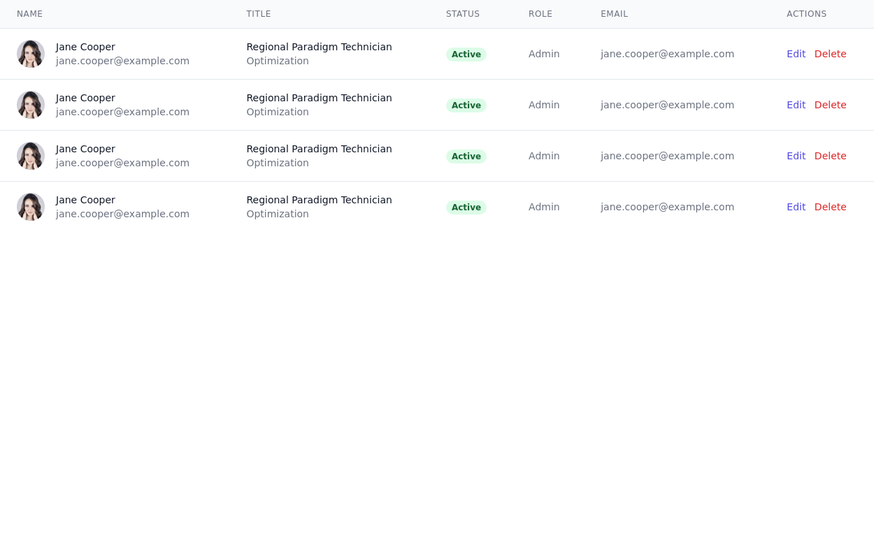 Tailwind CSS Datatable - Tailwind CSS Example