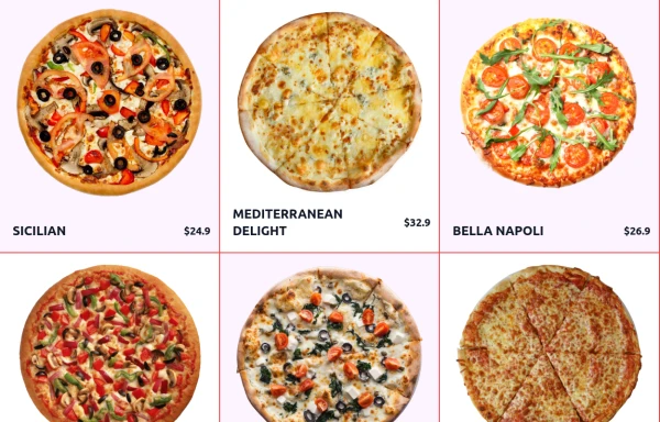 Animated Pizza Menu Grid