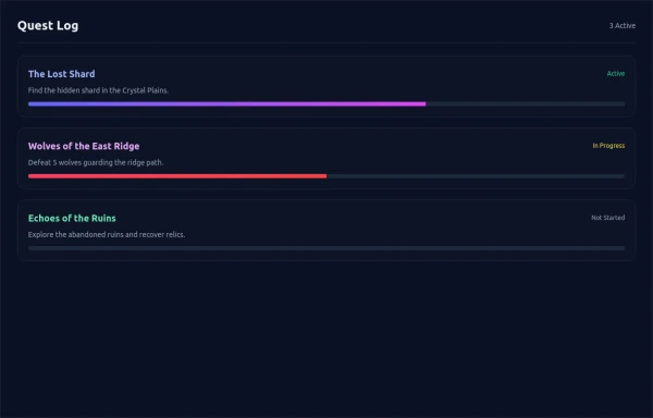 asimple game Quest Log