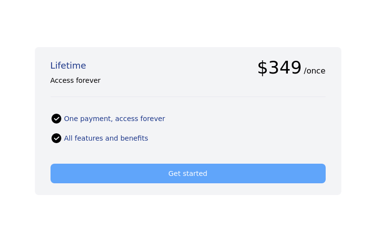 Basic pricing card