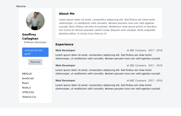 Basic Tailwind Resume template