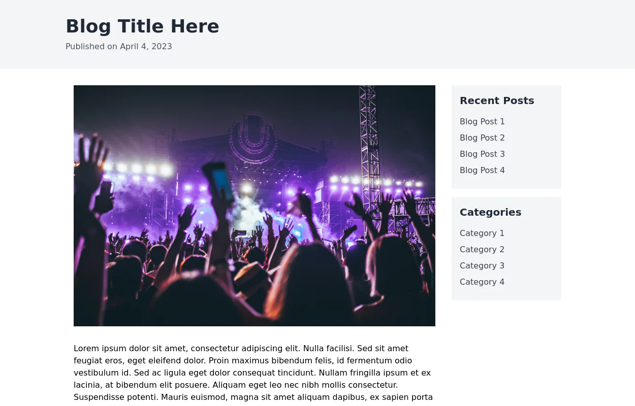 Blog post template with responsive sidebar