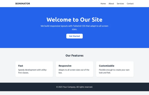 BONIMATOR  Responsive Tailwind Starter Template