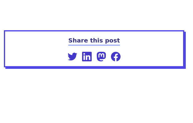 Card with social media share buttons