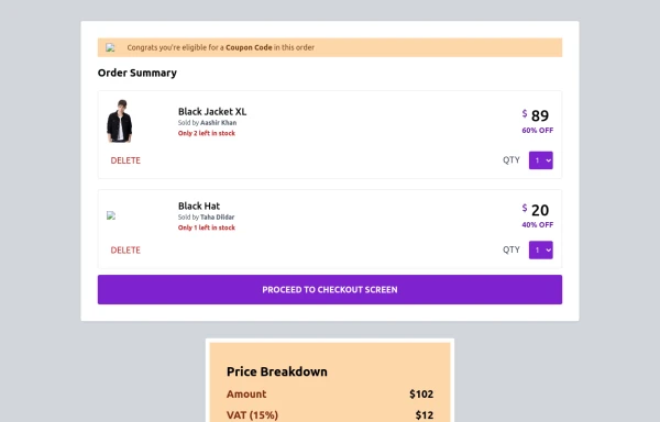 cart page