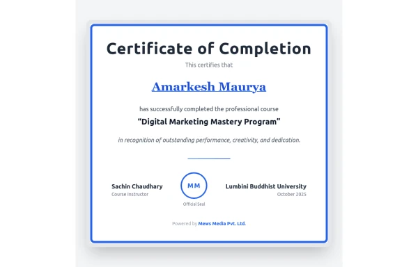 Certificate of Completion