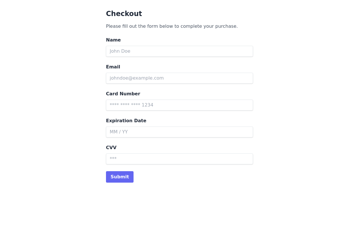 Checkout form