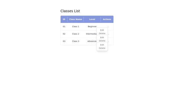 Responsive Class List Table using Tailwind CSS