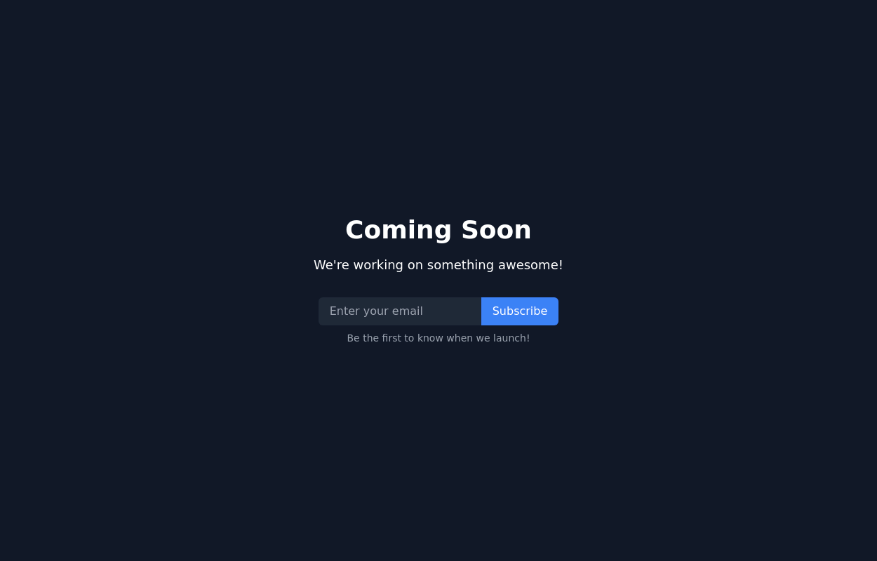 "Coming Soon" landing page component