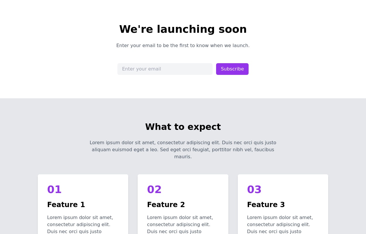 Coming soon landing page