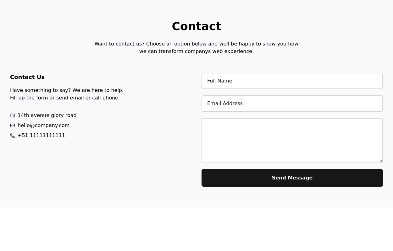 73+ Free Contact us examples in Tailwind CSS