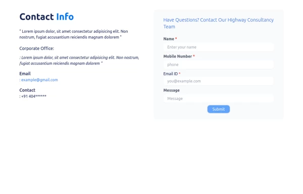 Responsive Contact Information and Inquiry Form Component