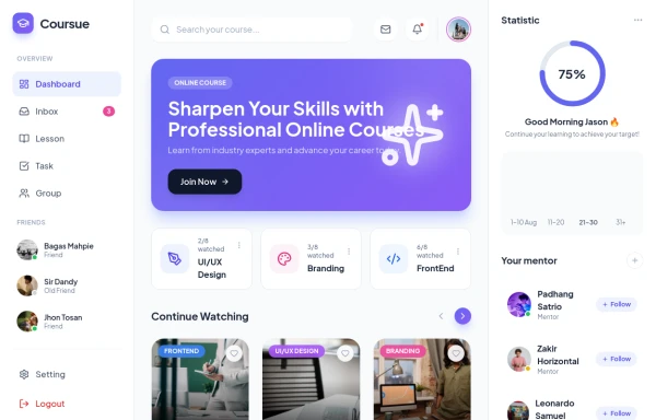 Coursue - Online Learning Dashboard