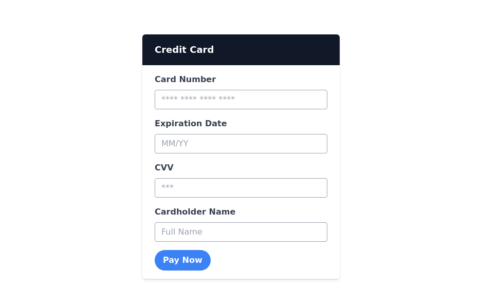 Credit card form