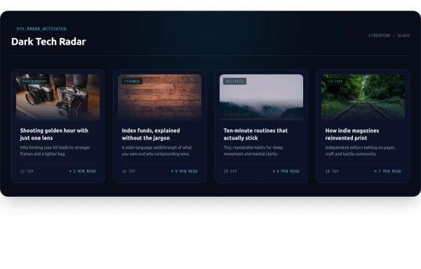 Dark Blog Cards