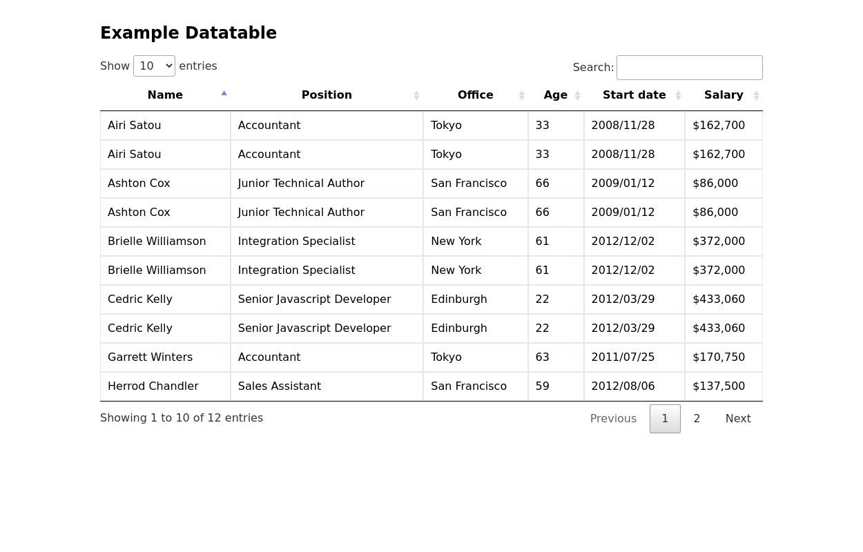 Tailwind CSS Datatable - Tailwind CSS Example