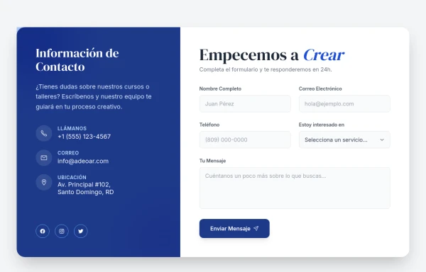 Elegant Split-Layout Contact Form (Navy Blue Edition)