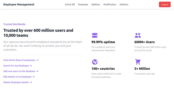 Employee Data Management System TailwindCSS,Html