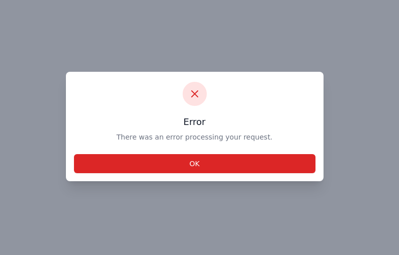 Error popup modal