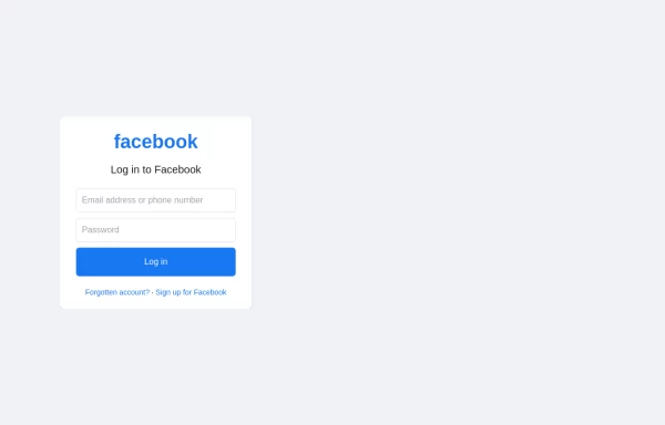 Facebook Login page