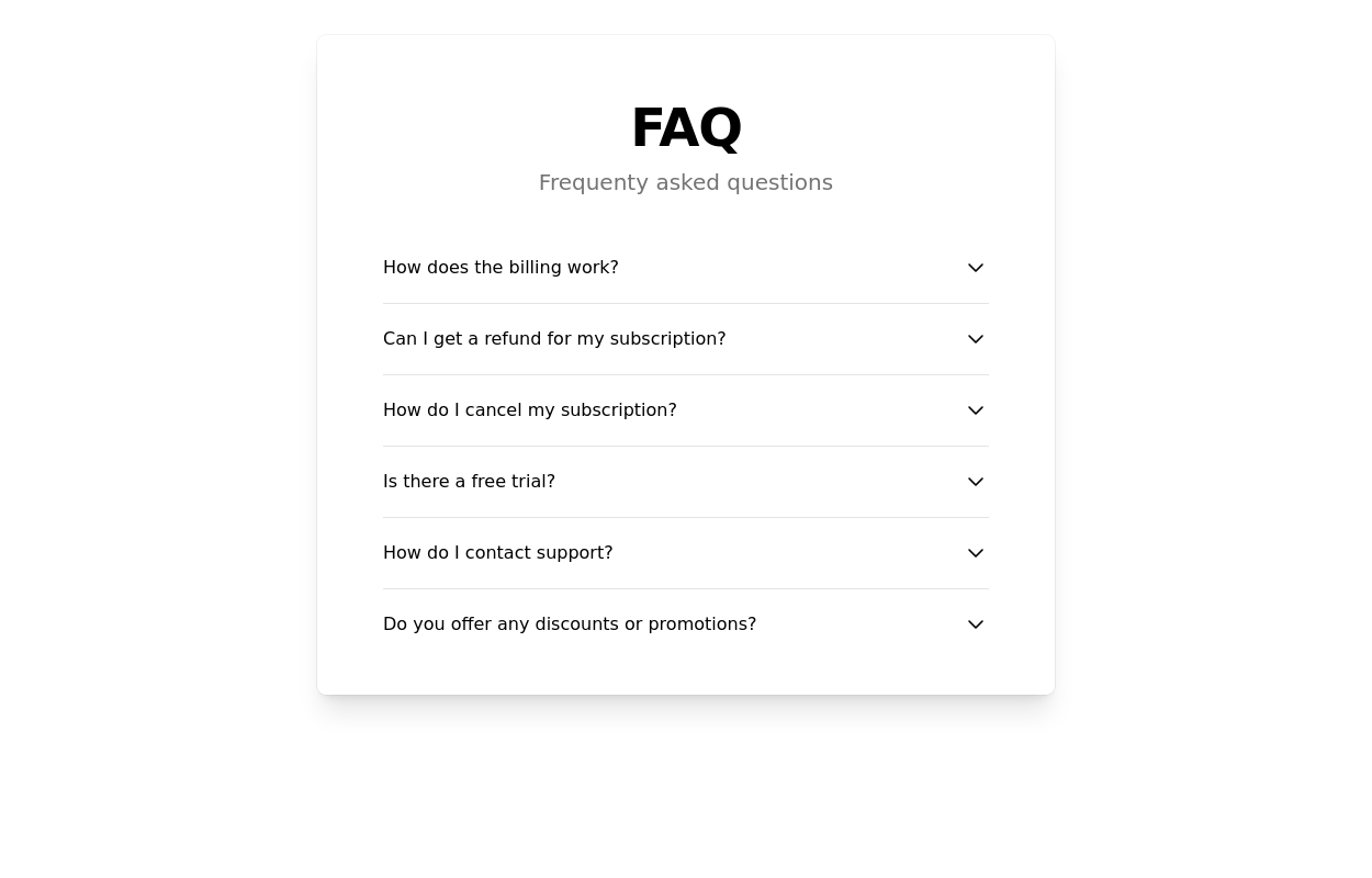 FAQ with dropdown