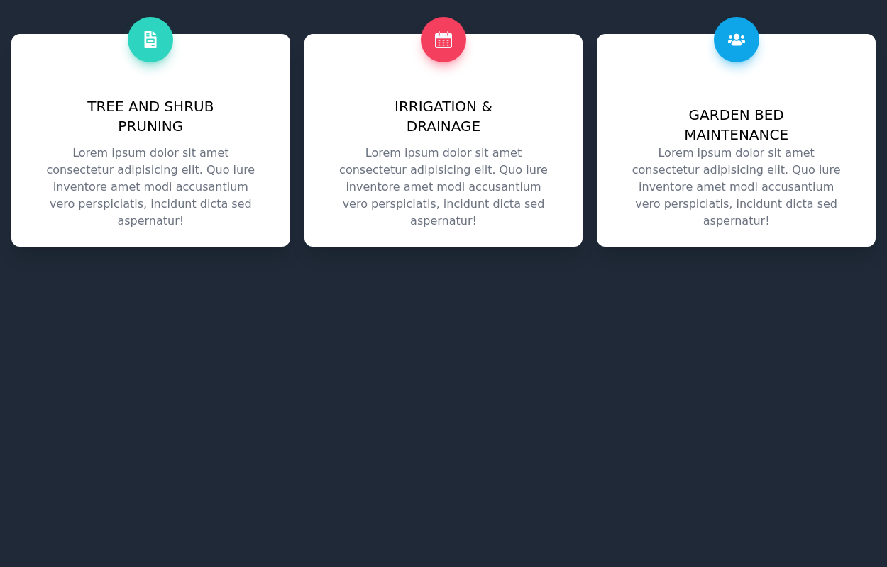 Feature cards with icons on top