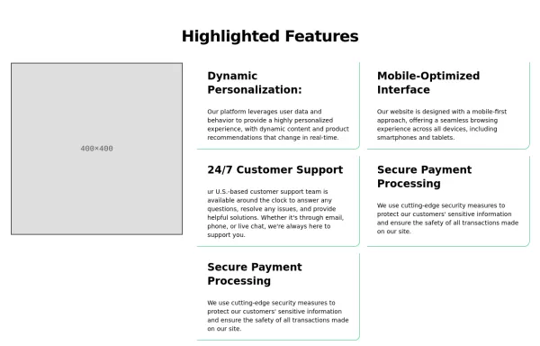 Feature display cards (grid layout)