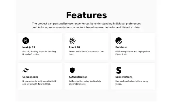 Features grid example