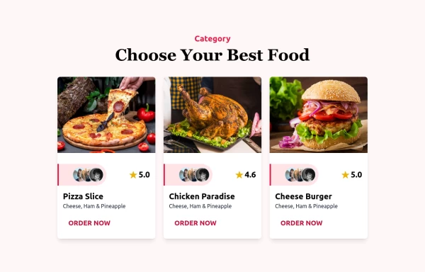 Food delivery ecommerce Card