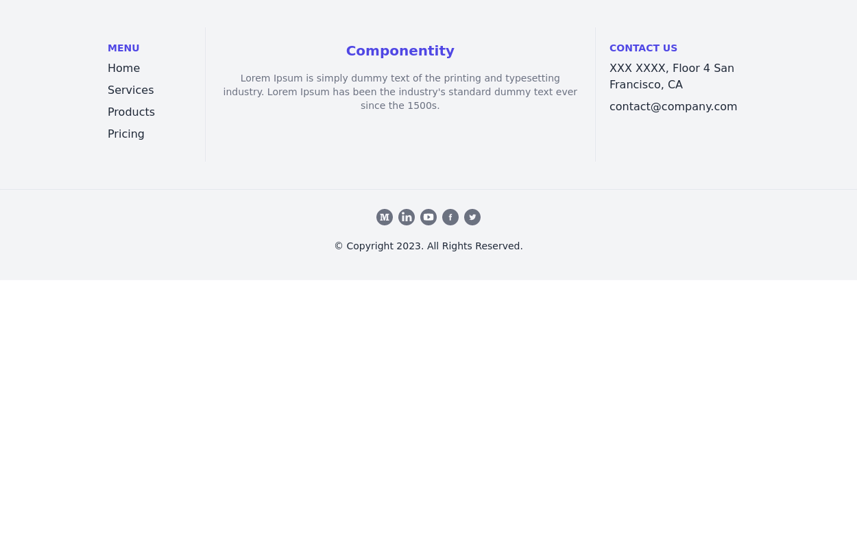 Footer with 3 sections