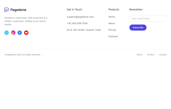 Footer with social media icons