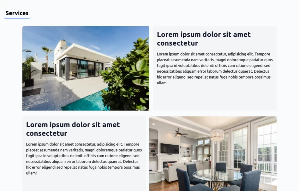 House Cleaning Website Services Section