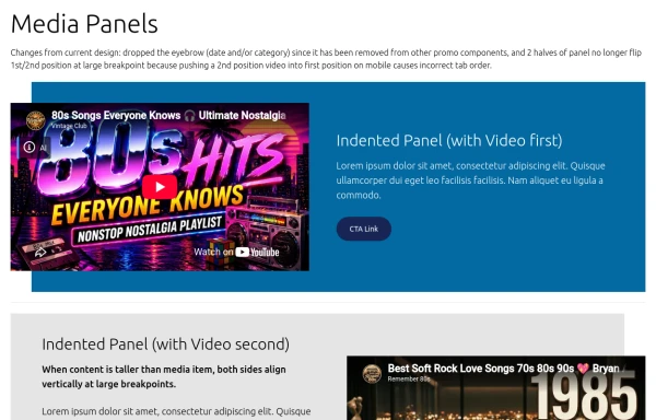 Indented Media Panels