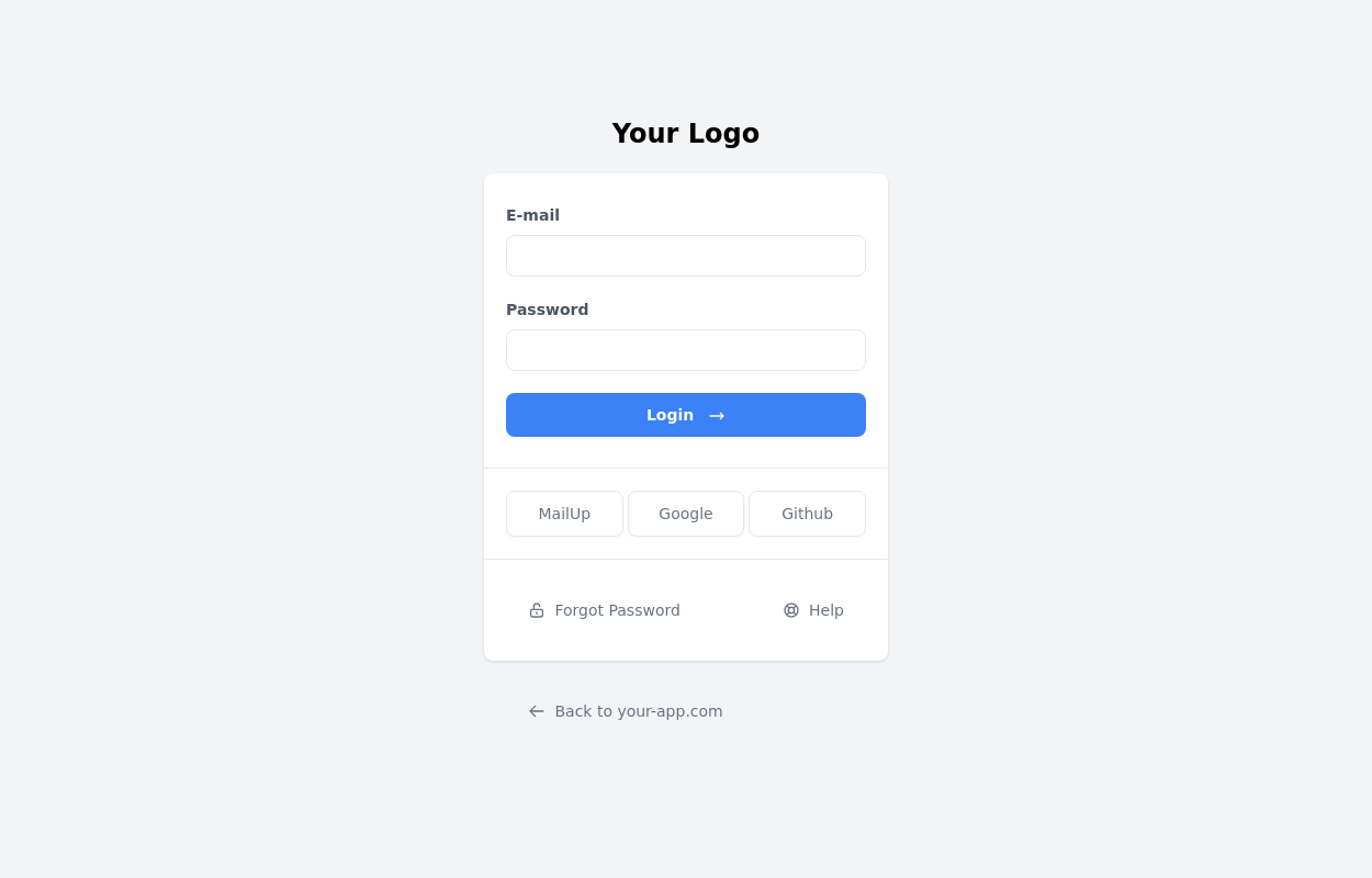 Login form with social login buttons