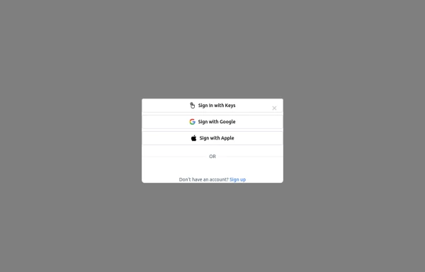 Login popup modal