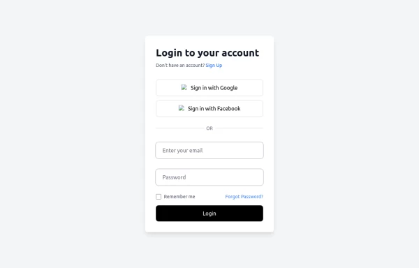 Modern and Fully Responsive Login Form with Social Media Authentication and Floating Label Inputs