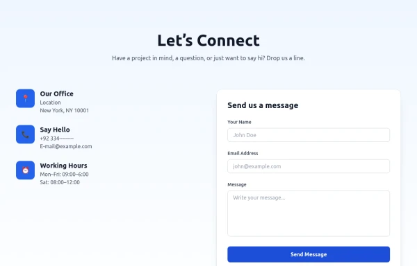 Modern Contact Section with Responsive Grid and Glassmorphic Form