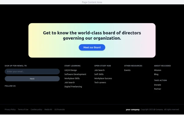 Modern Dark Footer with Overlapping Gradient CTA